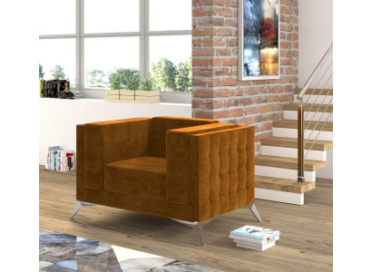 Chesterfield Sessel Couch 1 Sitzer Stoff Couchen Polster Neu Fernseh Sofa