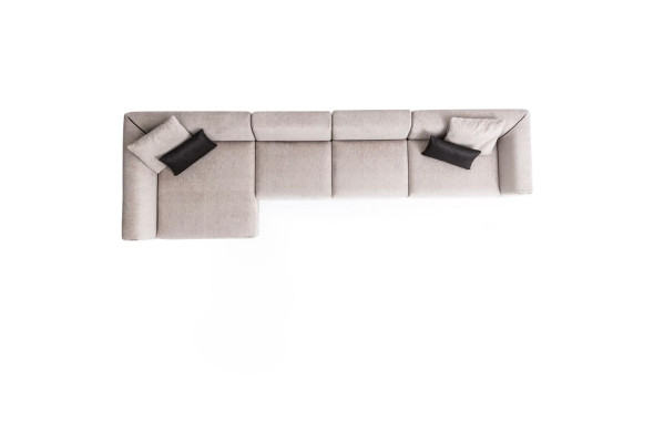 Beiges L-förmiges Ecksofa Wohnzimmer Couch Textil Desginer Moderne