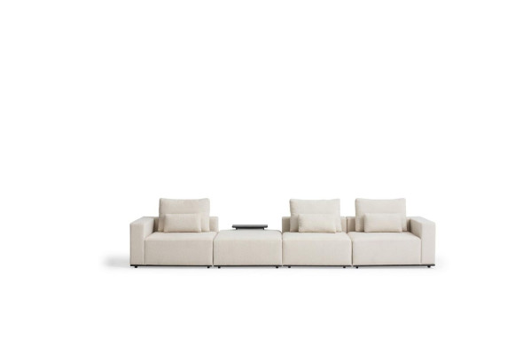 Sofa Weißer Sechssitzer Wohnzimmermöbel Luxus Couchen Stoff Möbel