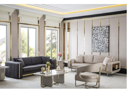 Wohnzimmer Set Weiß Sofagarnitur 2x Beistelltische Sessel Couchtisch Luxus 6tlg.