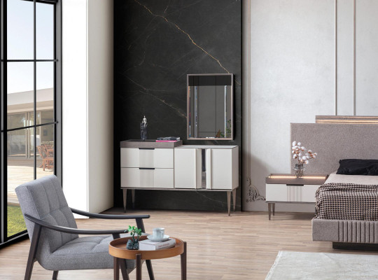 Design Schlafzimmer 5 tlg. Schlafzimmer Set Bett Nachttisch Schminktisch