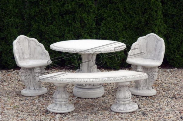 Antik Stil Stein Sessel Bank Stuhl Garten Terrase Edler Design Thron