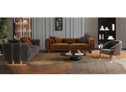 Polstersofa Komplette Couchgarnitur Sofagarnitur Grau Sitzer Stoffsofa sofa