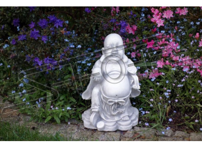 Buddha Statue Statuen Skulpturen Figur Dekoration Garten Silber Terrasse