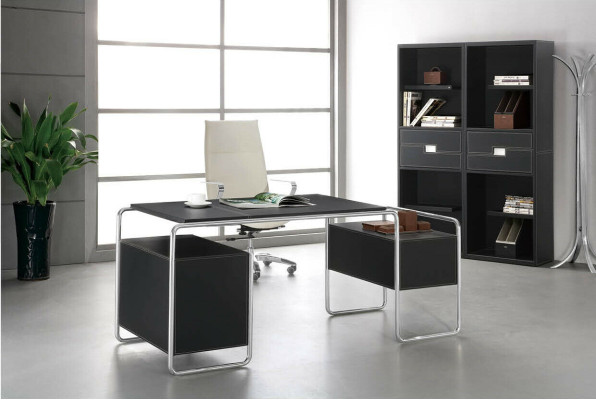 Design Luxus Möbel 3-tlg, Büro Set Schreibtisch und 2x Aktenschrank