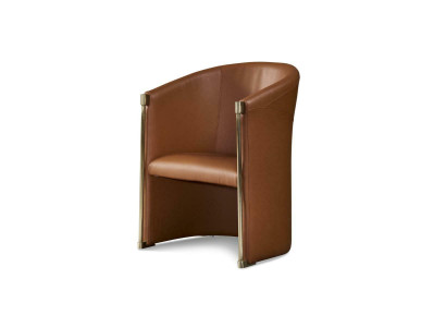 Design Sessel 1 Sitzer Leder Textil Luxus Braun Sessel Fernseh Einsitzer