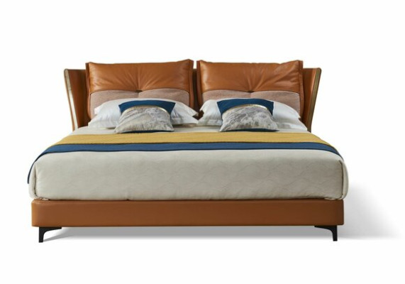 Designer Bett Schlafzimmer Betten Textil Leder Hotel Luxus Polster Stoff Sitz