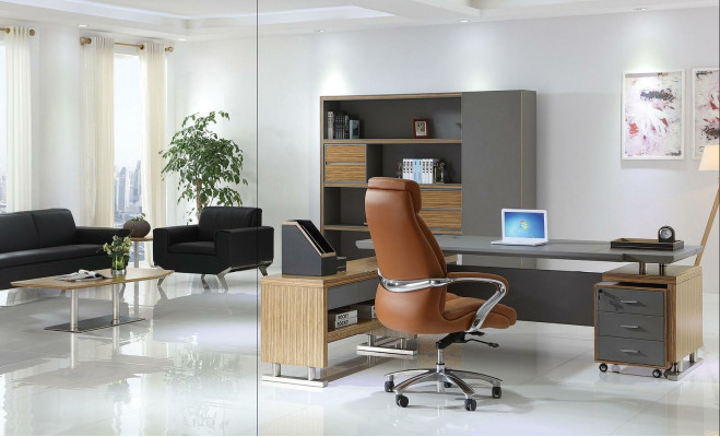 Designer Büro Arbeit Zimmer Set Regal Tisch Sessel Komplett Deko Set Möbel