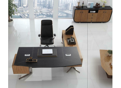 Designer Büro Arbeit Zimmer Set Sessel Deko Eckschreibtisch Komplett Set