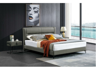 Schlafzimmer Lederbett Komplettes Bett 3 tlg. Garnitur Hotel Sets Nachttischen.