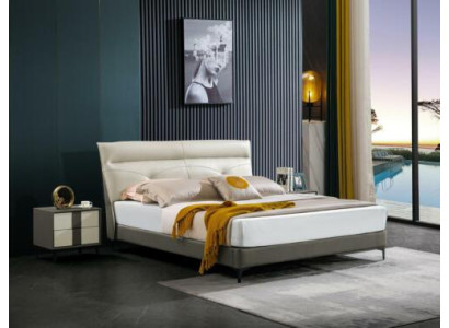 Schlafzimmer Lederbett Komplettes Bett Nachttischen 3 tlg. Garnitur Hotel