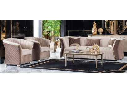 Polster Garnitur Sofas Couch Designer Sofagarnitur 3+1+1 Sitzer Stoff Couchen