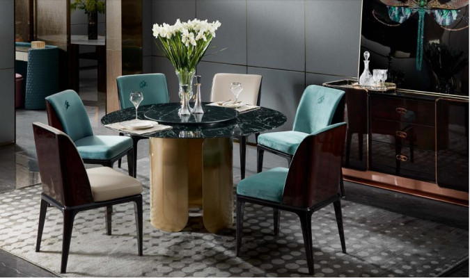 Stuhl Set 6 Stühle Esszimmer Holz Lehn Leder Einrichtung Design Möbel Luxus Neu