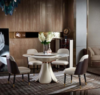 Esstisch Leder Stein Tische Holz Luxus Moderne Design Möbel Tisch
