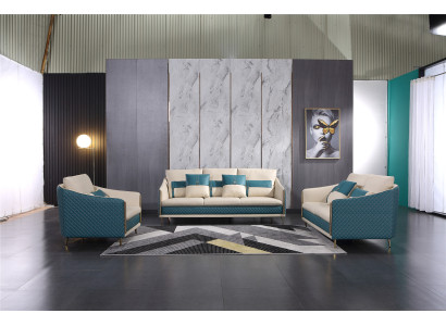 Sofagarnitur 3+1+1 Sitzer Set Sofa Polster Couch Leder Polster Garnitur