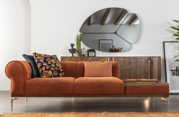 Sofagarnitur 321 Sitzer Sofa Sofas Stoff Tonanlage Blau Orange Sessel