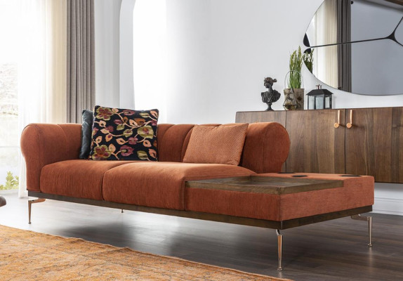 Sofagarnitur 321 Sitzer Sofa Sofas Stoff Tonanlage Blau Orange Sessel