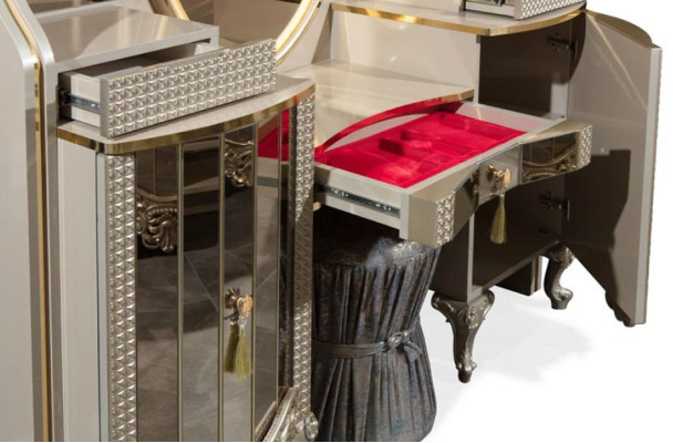 Schminktisch Konsolentisch Frisiertisch Frisierkommode Beige Holz Neu