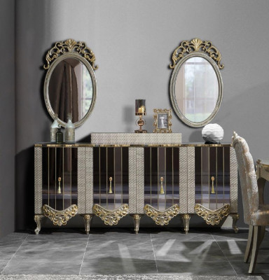 Luxus Esszimmer 7tlg. Essgruppe Esstisch Stühle Möbel Essgarnitur Holz