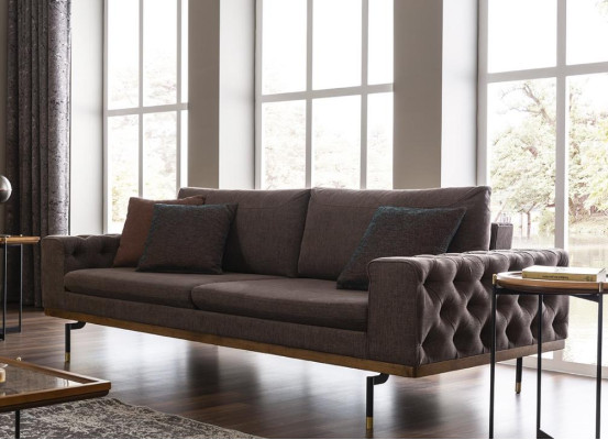 Dreisitzer Sofa 3 Sitzer Stoffsofa Sofas Modern Grau Stoff Couch Neu