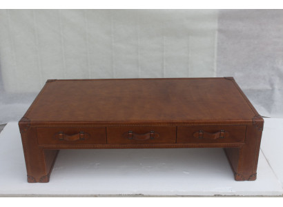 Couchtisch Wohnzimmertisch Truhe Beistelltisch in Vintage Tisch 147x85cm Leder