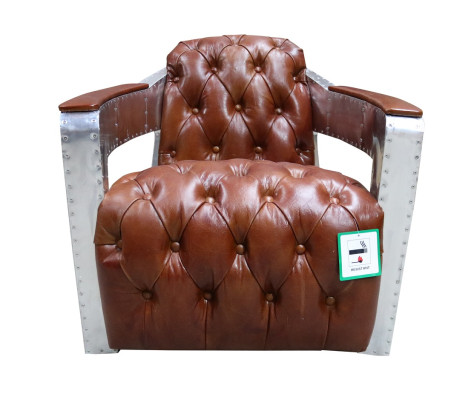 Chesterfield Sessel Knopf Geschlossen Sitzen Shabby Vintage Tan Echtes