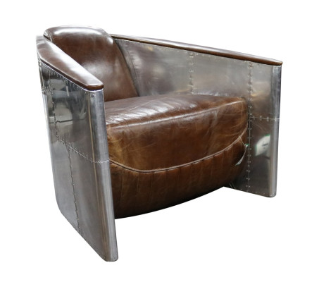 Aviator Sofa Sessel Echtleder Couch club Lounge Vintage Aluminium Flugzeug Retro