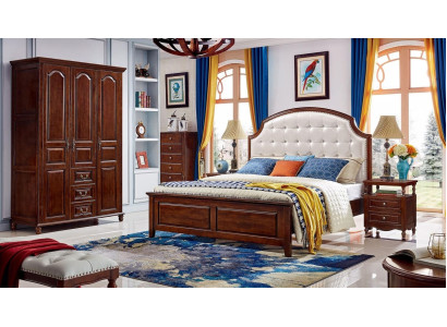 Schlafzimmer Set Bett 2x Nachttische Kleiderschrank Klassisch 4tlg.