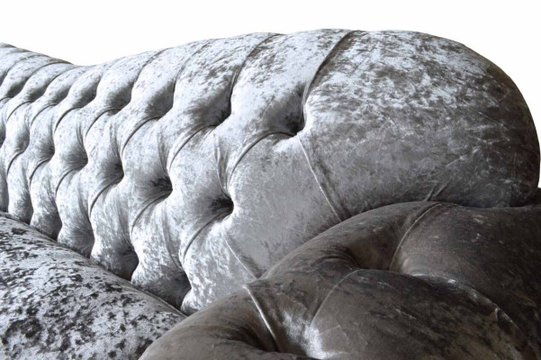 Chesterfield Couch Textil Samt Stoff Sofa Möbel Design 3 Sitzer Lila