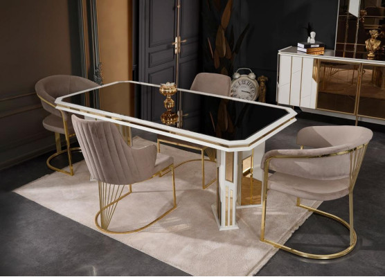 Komplette Essgruppe Essecke Esszimmer Esstisch Stühle Weiß Set 9tlg