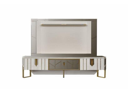 Wohnwand Sideboard TV Ständer RTV Lowboard Weiß Wohnzimmer Panel Holz