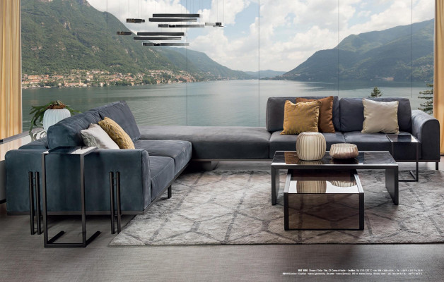 Ecksofa L-Form Buecherregal Couchtisch Wohnzimmer Design Bizzotto Neu Set 3 tlg