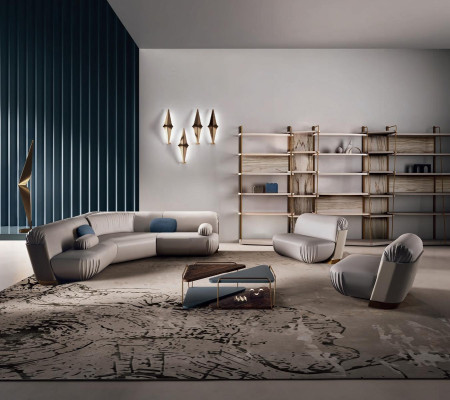 Ecksofa L-Form Gepolstertes Sofa Couch Sofas Wohnzimmer Möbel Italien Bizzotto