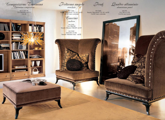 Luxus Set 3tlg. Design 2x Sessel Hocker Holz Wohnzimmerset Möbel Sofa Couch Neu