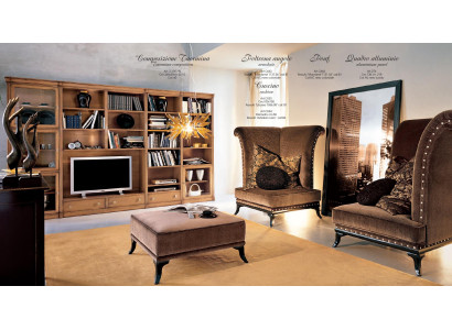 Wohnzimmer moderne Stil Wohnzimmer Wohnwand 3tlg Hocker 2 Sessel Möbel Italien