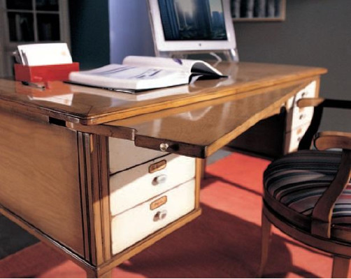 Büro Set Holztisch Stuhl Schreibtisch Regal Schränke 2tlg. Italienische Möbel