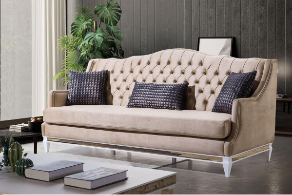 Moderne Wohnzimmer Sofagarnitur Polster Dreisitzer Designer Sessel 3tlg