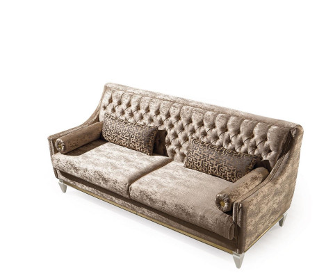 Beige Chesterfield Couchgarnitur 4+3 Sitzer Stilvoller Sessel Design Set