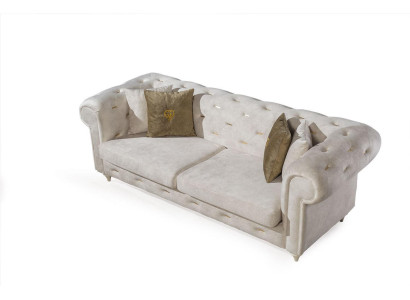 Weißer 2-Sitzer Designer Chesterfield Sofa Luxus Wohnzimmer 2-er Couch