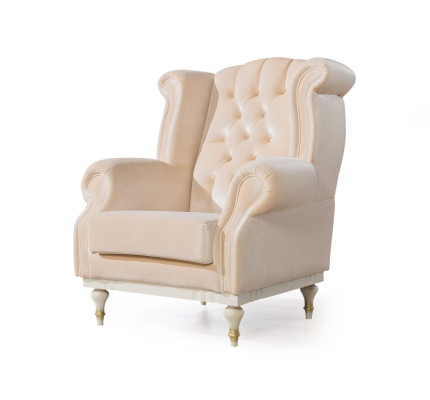 Weißer Retro Sessel Chesterfield Einsitzer Barsessel Wohnzimmer 1-Sitzer