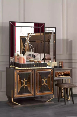 Luxuriöse Gold Schminktisch Konsoletisch Frisiertisch Holz Konsole Neu