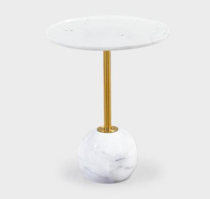 Weißer Beistelltisch Stilvoller Runder Wohnzimmer Couchtisch Marmor Möbel