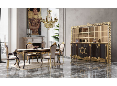 Luxus Essgruppe Esszimmer Esstisch Stühle Holz 10tlg Braun Sideboard