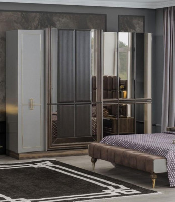 Kleiderschrank Schränke Schrank Schlafzimmer Braun Modern Holz Luxus