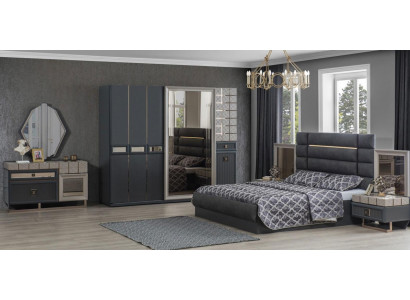 Luxus Schlafzimmer Doppelbett Grau Garnitur Set 4tlg Moderne Bett Neu