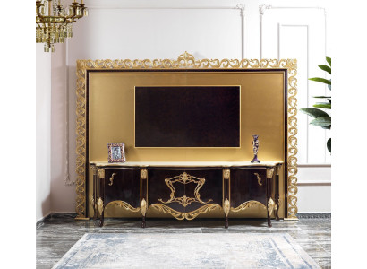 TV Ständer Sideboard RTV Lowboard Holz Gold Wohnzimmer Tisch Luxus