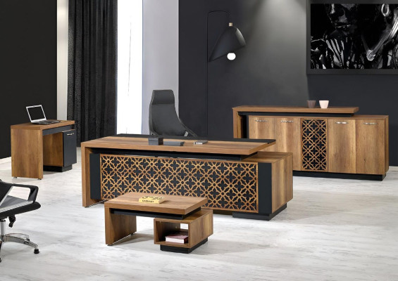 Klassische Komplette Arbeitszimmermöbel Schreibtisch 4tlg Holz Braun