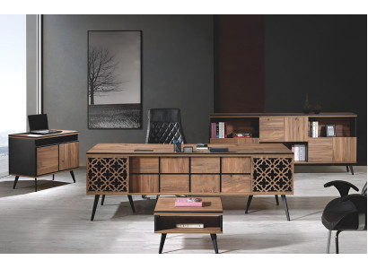 Klassische Komplette Arbeitszimmermöbel Schreibtisch 4tlg Holz Braun