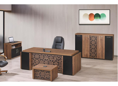 Komplettbüro Büromöbel Schreibtisch Büro Bürotisch Set 4tlg Holz Braun