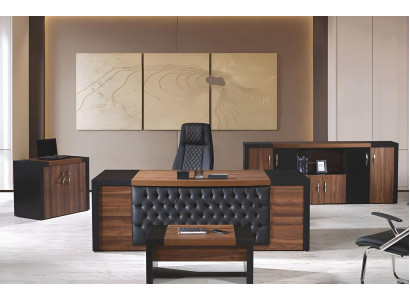 Arbeitszimmermöbel Büro Schreibtisch Bürotisch Set 4tlg Holz Braun